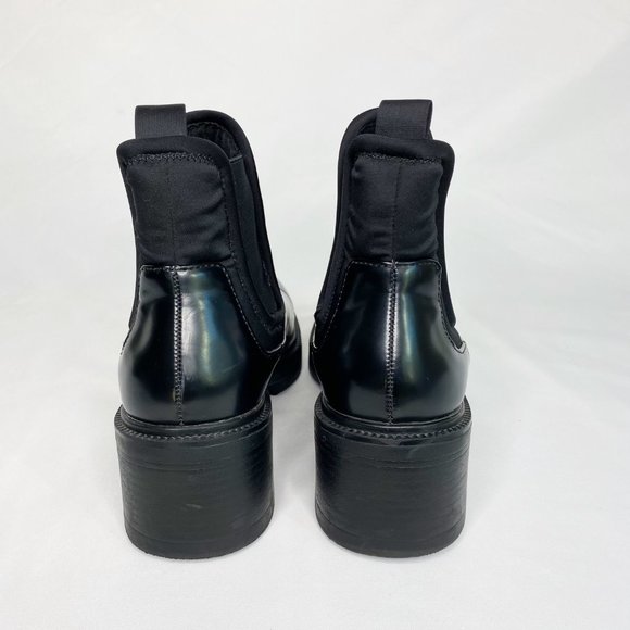 Zara Chelsea Lug Sole Chunky Heel Platform Ankle Boot Black Size 39 US 8 - Picture 4 of 12